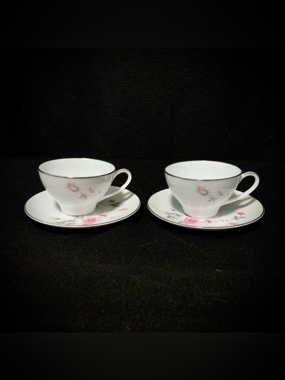 ☕Castlecourt Rose Glow & Noritake Pasadena Teacup/Saucer Sets Vintage Japan